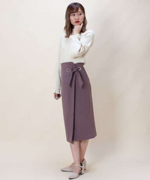 ASTORIA ODIER（アストリアオディール）の「リボン付きラップタイトスカート（スカート・レディース・ブラック/ベージュ/パープル/オレンジ・SMALL/MEDIUM）」の15枚目の写真