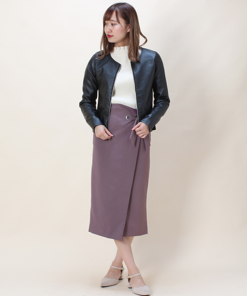 ASTORIA ODIER（アストリアオディール）の「リボン付きラップタイトスカート（スカート・レディース・ブラック/ベージュ/パープル/オレンジ・SMALL/MEDIUM）」の7枚目の写真