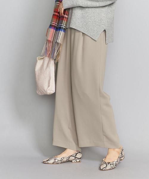BEAUTY&YOUTH UNITED ARROWS(ビューティーアンドユースユナイテッドアローズ)の「BY ダブルクロスタックワイドパンツ/ライナー付き -ウォッシャブル-о(その他パンツ・レディース・ネイビー/モカ/ダークブラウン・MEDIUM/SMALL/LARGE)」の2枚目の写真