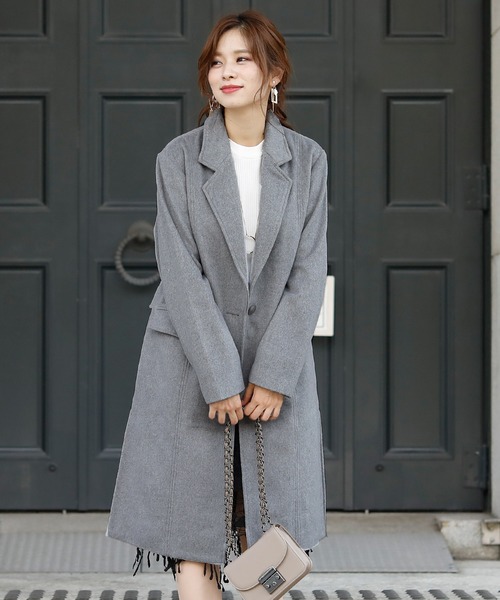 ElegChic（エレグシック）の「サイド スリット チェスターコート（チェスターコート・レディース・ライトグレー/ネイビー/ブルー・M/L）」の2枚目の写真