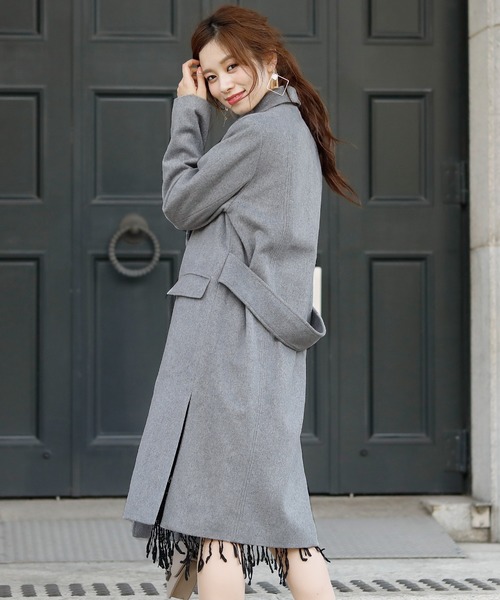 ElegChic（エレグシック）の「サイド スリット チェスターコート（チェスターコート・レディース・ライトグレー/ネイビー/ブルー・M/L）」の19枚目の写真