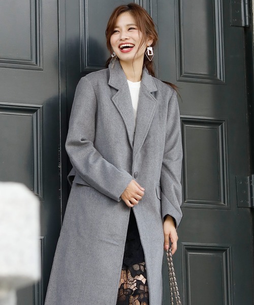 ElegChic（エレグシック）の「サイド スリット チェスターコート（チェスターコート・レディース・ライトグレー/ネイビー/ブルー・M/L）」の9枚目の写真