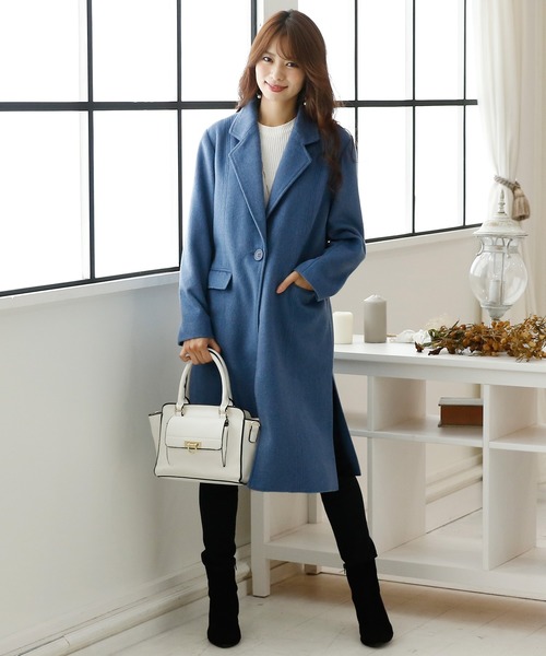 ElegChic（エレグシック）の「サイド スリット チェスターコート（チェスターコート・レディース・ライトグレー/ネイビー/ブルー・M/L）」の11枚目の写真