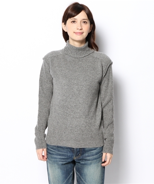 BEAMS BOY（ビームスボーイ）の「BEAMS BOY / 5ゲージ エリ袖 リブ切替タートル（ニット/セーター・レディース・ホワイト/グレー/ネイビー・ONE SIZE）」の9枚目の写真