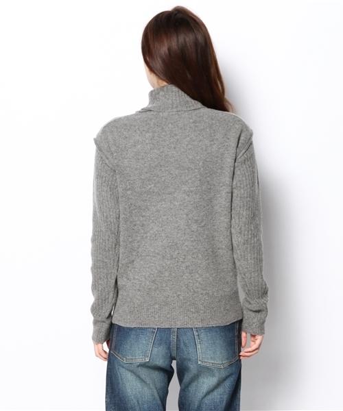 BEAMS BOY（ビームスボーイ）の「BEAMS BOY / 5ゲージ エリ袖 リブ切替タートル（ニット/セーター・レディース・ホワイト/グレー/ネイビー・ONE SIZE）」の5枚目の写真