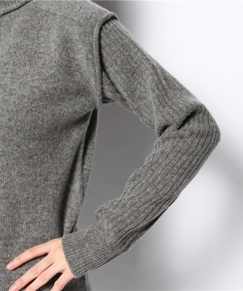 BEAMS BOY（ビームスボーイ）の「BEAMS BOY / 5ゲージ エリ袖 リブ切替タートル（ニット/セーター・レディース・ホワイト/グレー/ネイビー・ONE SIZE）」の7枚目の写真