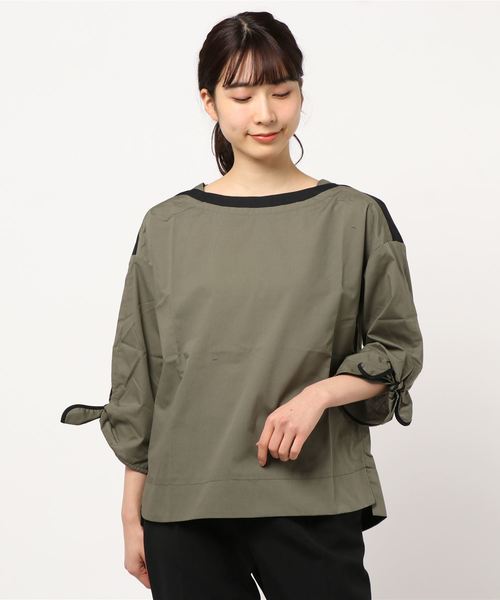 BELLUNA(ベルーナ)の「配色デザイン袖リボンブラウス(シャツ/ブラウス・レディース・カーキ/ネイビー/ベージュ/ブラック・MEDIUM/LARGE/X-LARGE)」の10枚目の写真