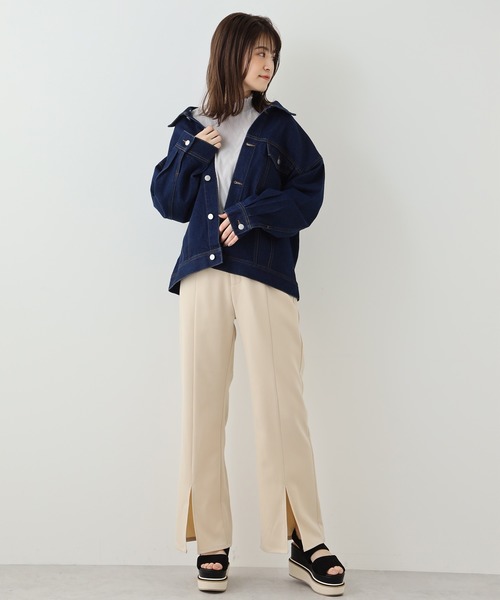 one after another NICE CLAUP（ワンアフターアナザーナイスクラップ）の「シャツジャケット（ブルゾン・レディース・ベージュ/ネイビー/アイボリー/ミント・FREE）」の6枚目の写真