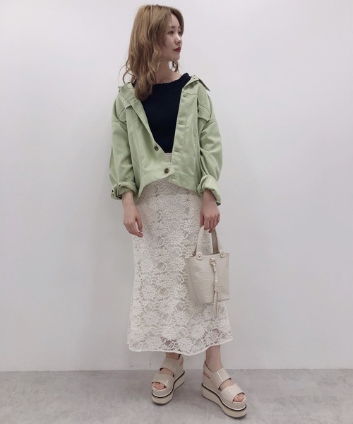 one after another NICE CLAUP（ワンアフターアナザーナイスクラップ）の「シャツジャケット（ブルゾン・レディース・ベージュ/ネイビー/アイボリー/ミント・FREE）」の11枚目の写真