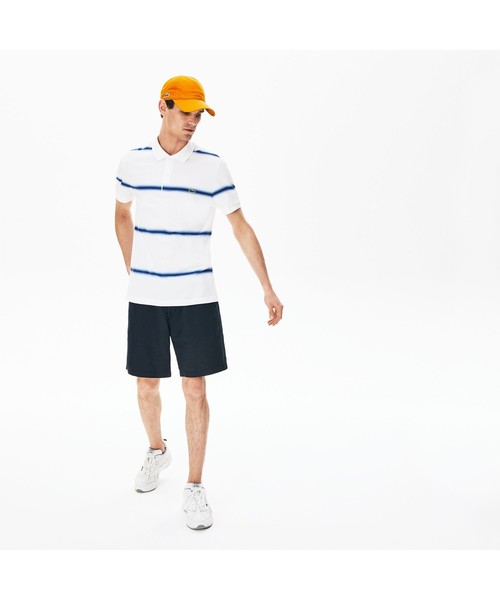 LACOSTE(ラコステ)の「レギュラーフィット Made In Franceオーガニックコットンピケボーダーデザインポロシャツ(半袖)(ポロシャツ・メンズ・ネイビー/レッド/ブルー系その他/ホワイト×イエロー・2/4/3/5)」の3枚目の写真