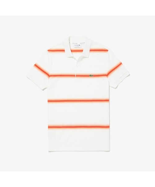 LACOSTE(ラコステ)の「レギュラーフィット Made In Franceオーガニックコットンピケボーダーデザインポロシャツ(半袖)(ポロシャツ・メンズ・ネイビー/レッド/ブルー系その他/ホワイト×イエロー・2/4/3/5)」の1枚目の写真