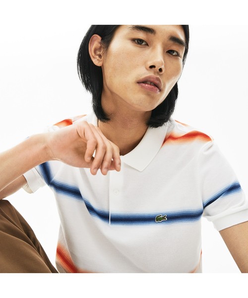 LACOSTE(ラコステ)の「レギュラーフィット Made In Franceオーガニックコットンピケボーダーデザインポロシャツ(半袖)(ポロシャツ・メンズ・ネイビー/レッド/ブルー系その他/ホワイト×イエロー・2/4/3/5)」の12枚目の写真