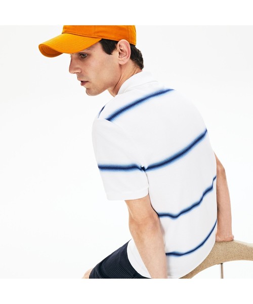 LACOSTE(ラコステ)の「レギュラーフィット Made In Franceオーガニックコットンピケボーダーデザインポロシャツ(半袖)(ポロシャツ・メンズ・ネイビー/レッド/ブルー系その他/ホワイト×イエロー・2/4/3/5)」の10枚目の写真