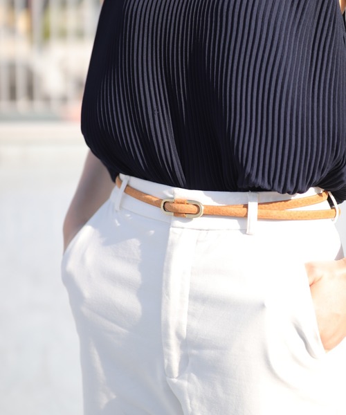 florist（フローリスト）の「【豚革】スエードタッチアンティーク細めベルト（ベルト・レディース・ネイビー/グレー/レッド/ライトグレー/ホワイト/キャメル/ブラック/グリーン/ブラウン・FREE）」の8枚目の写真