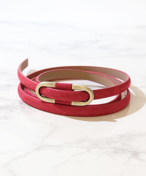 florist（フローリスト）の「【豚革】スエードタッチアンティーク細めベルト（ベルト・レディース・ネイビー/グレー/レッド/ライトグレー/ホワイト/キャメル/ブラック/グリーン/ブラウン・FREE）」の14枚目の写真