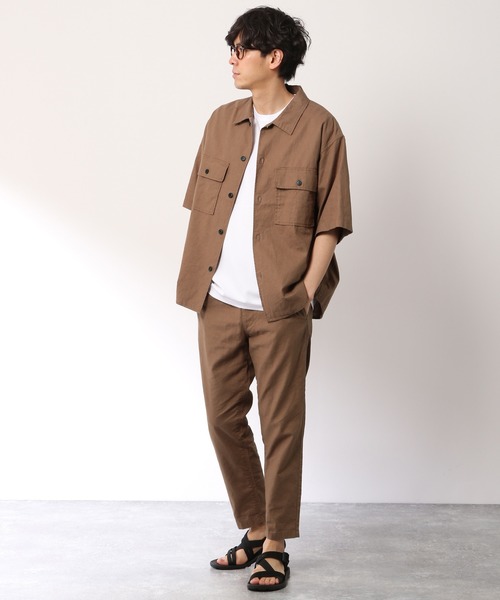 LAKOLE(ラコレ)の「リネン混クロップドCPOシャツ / LAKOLE(シャツ/ブラウス・メンズ・ブラック/ブラウン/ベージュ/オリーブ・MEDIUM/LARGE)」の5枚目の写真