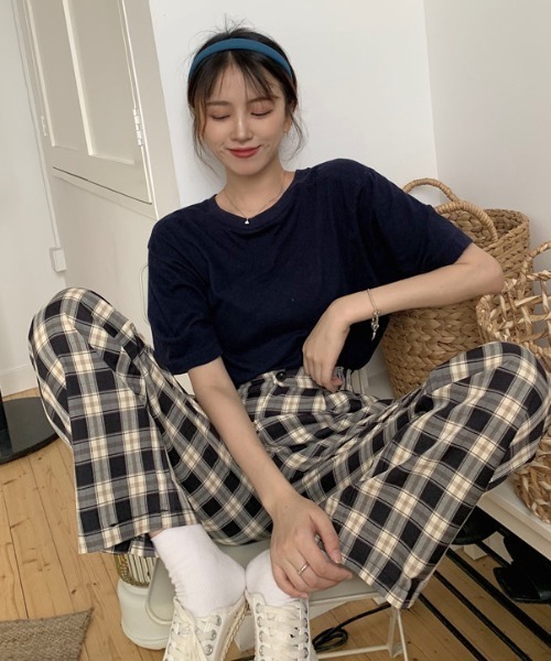 ABITOKYO（アビトーキョー）の「タック入り セミワイドチェックパンツ（その他パンツ・レディース・ホワイト/ブラック/ライトグリーン・S/M/L）」の17枚目の写真