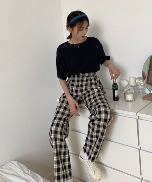 ABITOKYO（アビトーキョー）の「タック入り セミワイドチェックパンツ（その他パンツ・レディース・ホワイト/ブラック/ライトグリーン・S/M/L）」の19枚目の写真