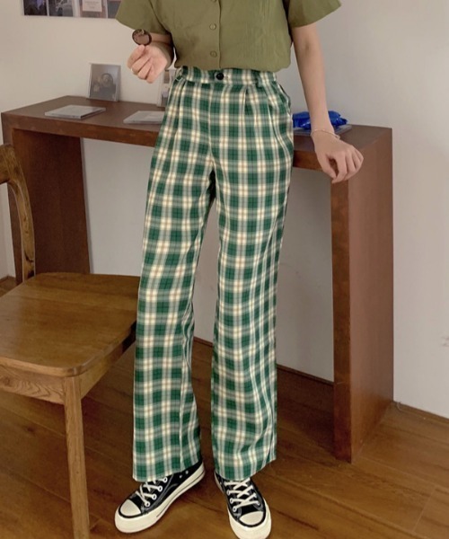 ABITOKYO（アビトーキョー）の「タック入り セミワイドチェックパンツ（その他パンツ・レディース・ホワイト/ブラック/ライトグリーン・S/M/L）」の9枚目の写真