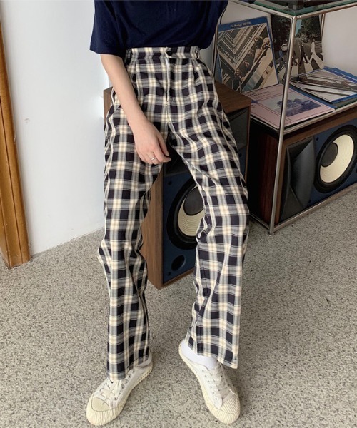 ABITOKYO（アビトーキョー）の「タック入り セミワイドチェックパンツ（その他パンツ・レディース・ホワイト/ブラック/ライトグリーン・S/M/L）」の14枚目の写真