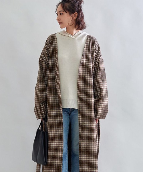 STYLEBLOCK(スタイルブロック)の「ミラノリブバックスリットニットパーカー(ニット/セーター・レディース・ブラック/グレイッシュベージュ/ブラウン/アイボリー・M)」の1枚目の写真
