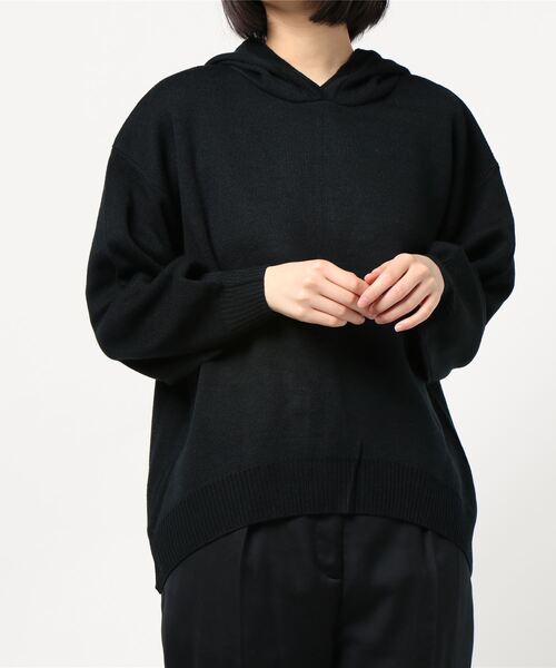 STYLEBLOCK(スタイルブロック)の「ミラノリブバックスリットニットパーカー(ニット/セーター・レディース・ブラック/グレイッシュベージュ/ブラウン/アイボリー・M)」の8枚目の写真