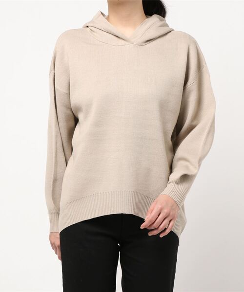 STYLEBLOCK(スタイルブロック)の「ミラノリブバックスリットニットパーカー(ニット/セーター・レディース・ブラック/グレイッシュベージュ/ブラウン/アイボリー・M)」の10枚目の写真