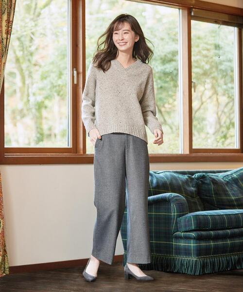 J.PRESS Ladies(J.プレス レディス)の「【洗える】チェルビック ワイドパンツ(その他パンツ・レディース・ダークブラウン系/ネイビー系/ライトグレー系・S/XS/XXS)」の11枚目の写真