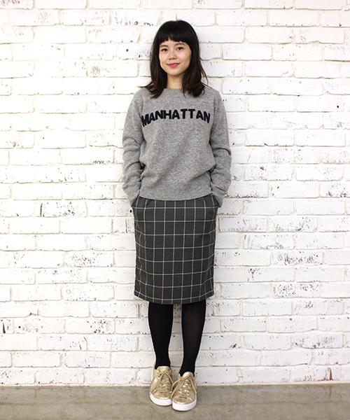 mystic（ミスティック）の「MANHATTANロゴ刺繍プルオーバー（ニット/セーター・レディース・アイボリー/ブラック/グレー・FREE）」の5枚目の写真