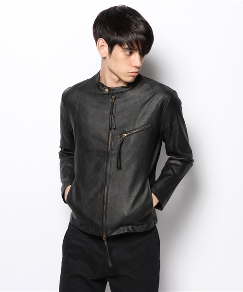 VENCEEXCHANGE（ヴァンスエクスチェンジ）の「PUライダース（ライダースジャケット・メンズ・ブラック/ブルー・MEDIUM/LARGE）」の2枚目の写真