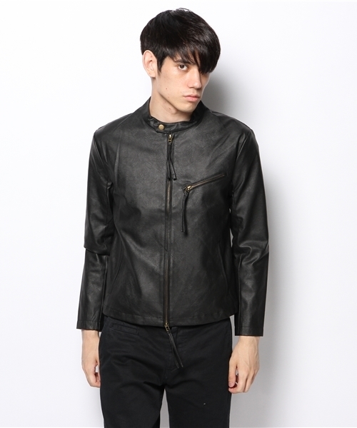 VENCEEXCHANGE（ヴァンスエクスチェンジ）の「PUライダース（ライダースジャケット・メンズ・ブラック/ブルー・MEDIUM/LARGE）」の3枚目の写真