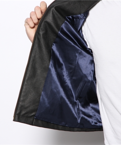 VENCEEXCHANGE（ヴァンスエクスチェンジ）の「PUライダース（ライダースジャケット・メンズ・ブラック/ブルー・MEDIUM/LARGE）」の9枚目の写真