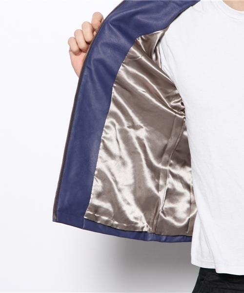 VENCEEXCHANGE（ヴァンスエクスチェンジ）の「PUライダース（ライダースジャケット・メンズ・ブラック/ブルー・MEDIUM/LARGE）」の11枚目の写真