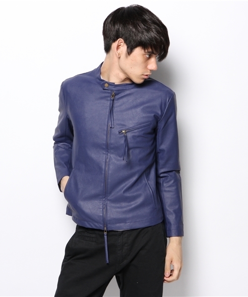 VENCEEXCHANGE（ヴァンスエクスチェンジ）の「PUライダース（ライダースジャケット・メンズ・ブラック/ブルー・MEDIUM/LARGE）」の12枚目の写真