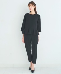 DRESS LAB（ドレスラボ）の「【手洗い可/セレモニースーツ/オフィスカジュアル】ペプラムツイードトップス・ツイードテーパードパンツ 2点セット（スーツセット）」
