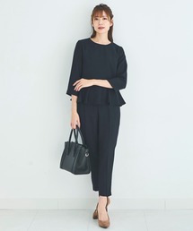 DRESS LAB（ドレスラボ）の「【手洗い可/セレモニースーツ/オフィスカジュアル】ペプラムツイードトップス・ツイードテーパードパンツ 2点セット（スーツセット）」
