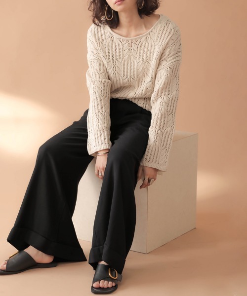Bab(バブ)の「【WEB限定】フロントタックバギーパンツ(その他パンツ・レディース・ベージュ/カーキ/ブラック・38)」の3枚目の写真