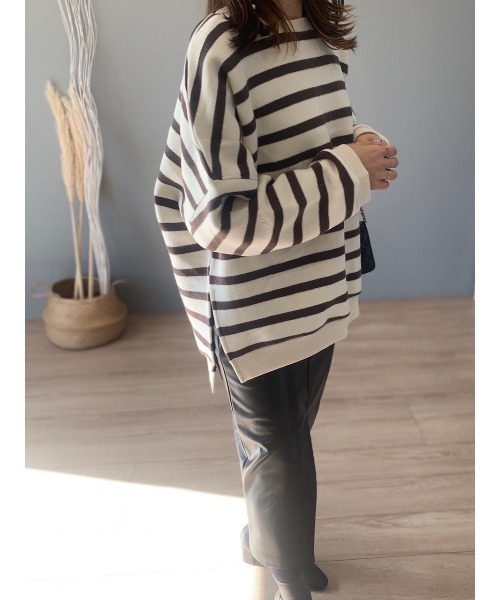 C'est chic!  セシック　オーバーサイズボーダースウェット C'est chic!（セシック）の「オーバーサイズボーダースウェット/ 裏