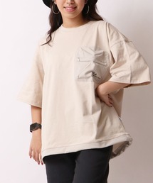 FILA HERITAGE（フィラヘリテージ）の「FILA heritage 異素材ファスナーポケット付き  ワンポイントロゴ 半袖Tシャツ（Tシャツ/カットソー）」