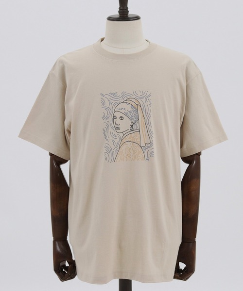 CAMBIO(カンビオ)の「mt7112- プリントT_フェルメール(真珠の耳飾りの少女) Tシャツ(Tシャツ/カットソー・メンズ・サンドベージュ/スミクロ/ホワイト・M/L/S/XL)」の14枚目の写真