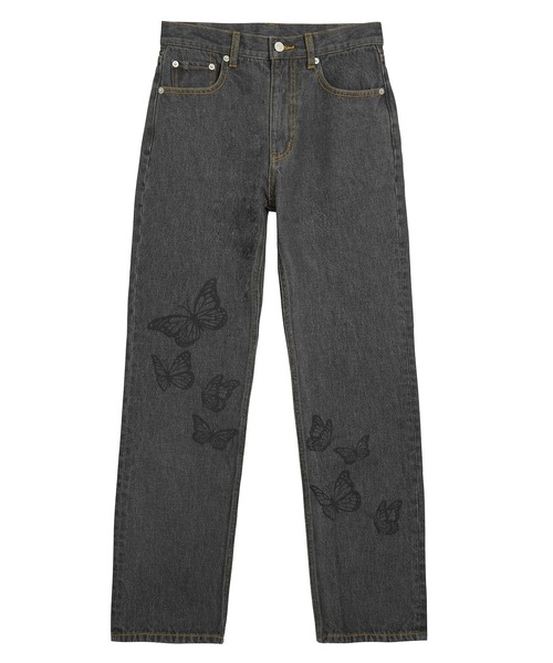 X-girl（エックスガール）の「BUTTERFLY PRINT DENIM PANTS（デニム