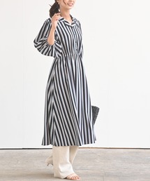 ボリューム袖開襟ワンピース