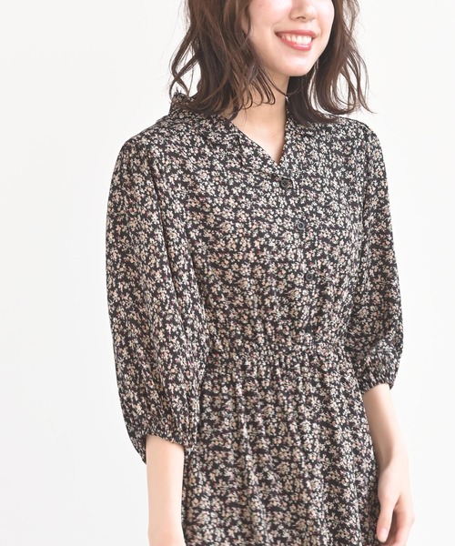 rps（アールピーエス）の「ボリューム袖開襟ワンピース（ワンピース・レディース・ブラック系その他2/ブルー/ブラック/アイボリー・M）」の9枚目の写真