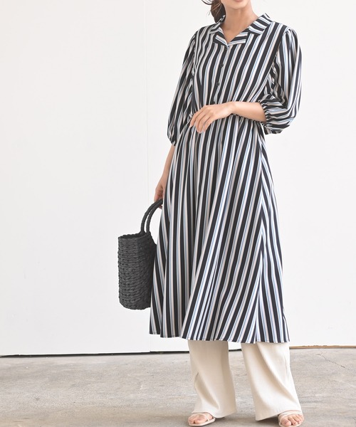 rps（アールピーエス）の「ボリューム袖開襟ワンピース（ワンピース・レディース・ブラック系その他2/ブルー/ブラック/アイボリー・M）」の13枚目の写真