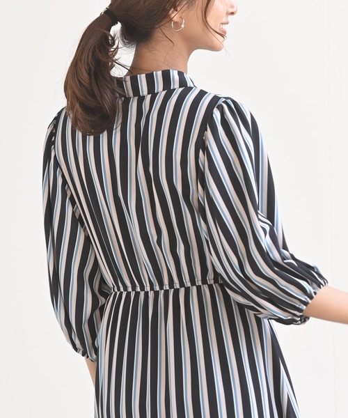 rps（アールピーエス）の「ボリューム袖開襟ワンピース（ワンピース・レディース・ブラック系その他2/ブルー/ブラック/アイボリー・M）」の6枚目の写真