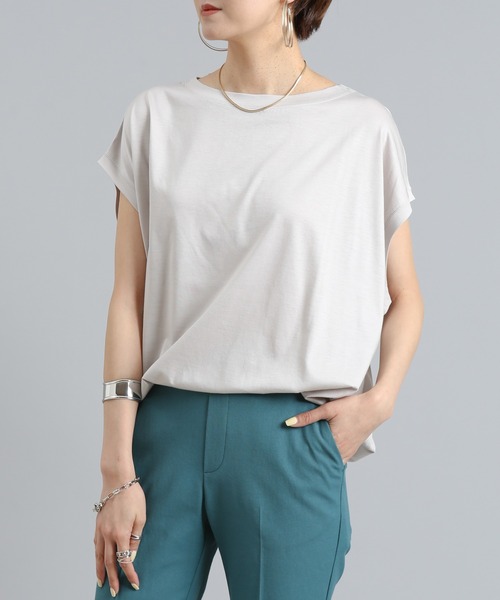 DouDou（ドゥドゥ）の「ワイドビッグT（Tシャツ/カットソー・レディース・オフホワイト/チャコールグレー/グレイッシュベージュ/ピンク・FREE）」の13枚目の写真