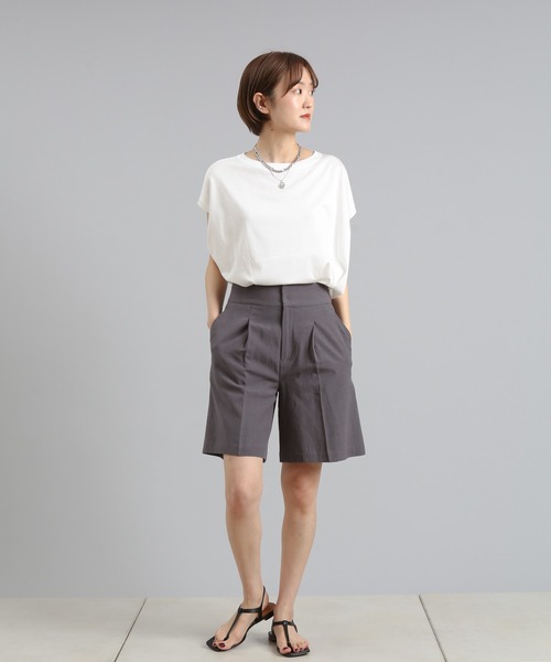 DouDou（ドゥドゥ）の「ワイドビッグT（Tシャツ/カットソー・レディース・オフホワイト/チャコールグレー/グレイッシュベージュ/ピンク・FREE）」の20枚目の写真