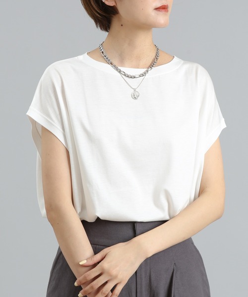 DouDou（ドゥドゥ）の「ワイドビッグT（Tシャツ/カットソー・レディース・オフホワイト/チャコールグレー/グレイッシュベージュ/ピンク・FREE）」の22枚目の写真