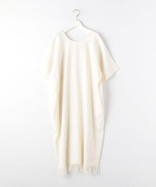 green label relaxing（グリーンレーベルリラクシング）の「[ エムワイエー ] SC MYA フリンジ カフタン ワンピース（ワンピース・レディース・オフホワイト/モカ・FREE）」の18枚目の写真