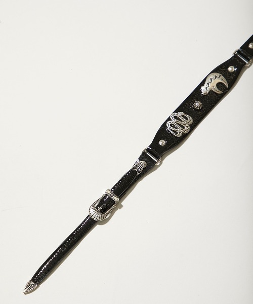 TOGA PULLA メタルレザーベルト　ブラック TOGA PULLA/METAL BUCKLE LEATHER BELT (BLACK)